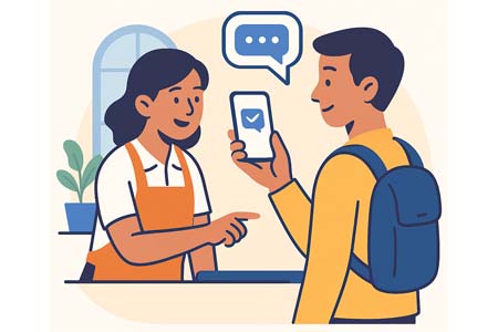 Customer gives on-site feedback