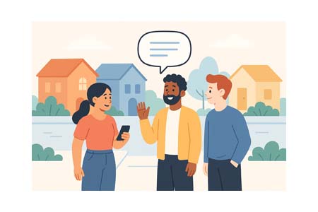Neighbors chatting on street
