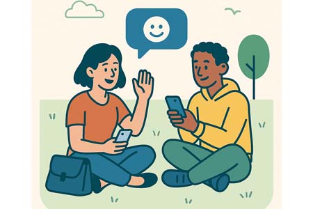 Two people meet in a coffee shop